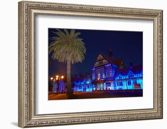 Bath House at dusk, Government Gardens, Rotorua, North Island, New Zealand-David Wall-Framed Photographic Print