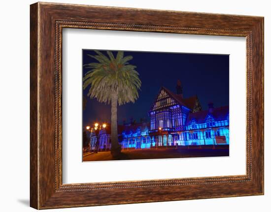 Bath House at dusk, Government Gardens, Rotorua, North Island, New Zealand-David Wall-Framed Photographic Print