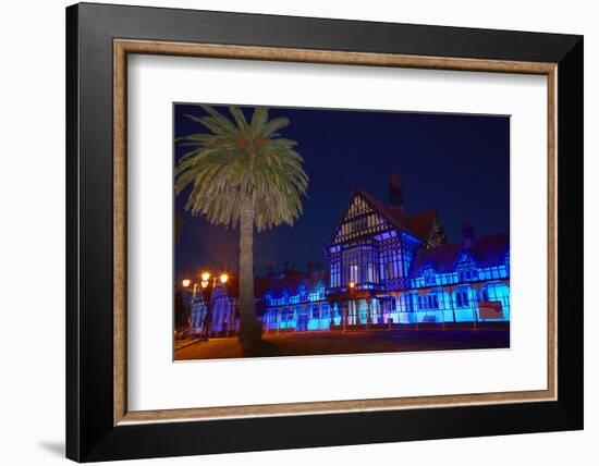 Bath House at dusk, Government Gardens, Rotorua, North Island, New Zealand-David Wall-Framed Photographic Print