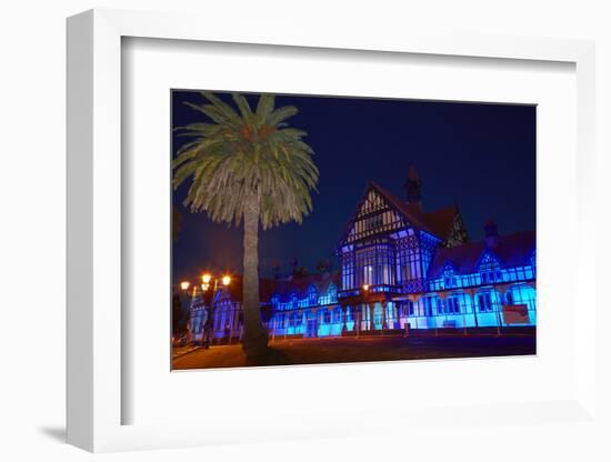 Bath House at dusk, Government Gardens, Rotorua, North Island, New Zealand-David Wall-Framed Photographic Print