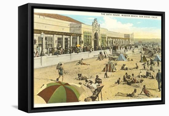 Bath House, Mission Beach, San Diego, California-null-Framed Stretched Canvas