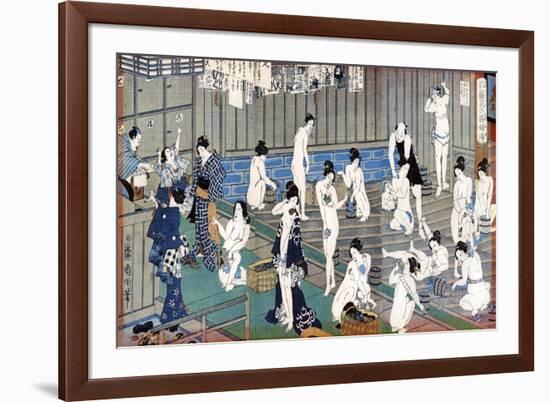 Bath House Scene, a Print by Toyohara Kunichika, 19th Century-Toyohara Kunichika-Framed Giclee Print