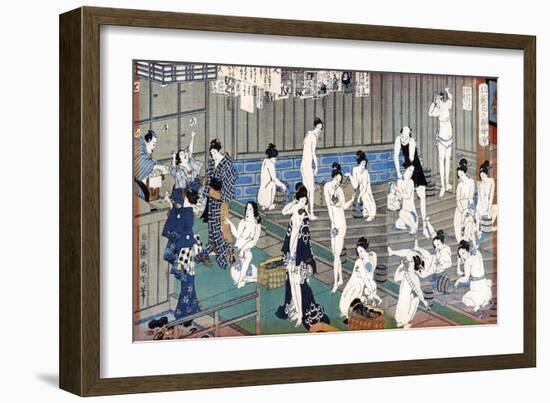 Bath House Scene, a Print by Toyohara Kunichika, 19th Century-Toyohara Kunichika-Framed Giclee Print