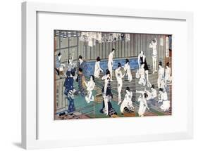 Bath House Scene, a Print by Toyohara Kunichika, 19th Century-Toyohara Kunichika-Framed Giclee Print