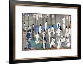 Bath House Scene, a Print by Toyohara Kunichika, 19th Century-Toyohara Kunichika-Framed Giclee Print