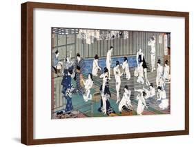 Bath House Scene, a Print by Toyohara Kunichika, 19th Century-Toyohara Kunichika-Framed Giclee Print