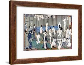 Bath House Scene, a Print by Toyohara Kunichika, 19th Century-Toyohara Kunichika-Framed Giclee Print