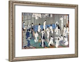 Bath House Scene, a Print by Toyohara Kunichika, 19th Century-Toyohara Kunichika-Framed Giclee Print