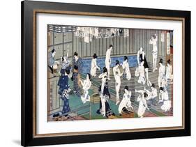 Bath House Scene, a Print by Toyohara Kunichika, 19th Century-Toyohara Kunichika-Framed Giclee Print