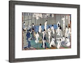 Bath House Scene, a Print by Toyohara Kunichika, 19th Century-Toyohara Kunichika-Framed Giclee Print