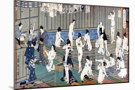 Bath House Scene, a Print by Toyohara Kunichika, 19th Century-Toyohara Kunichika-Mounted Giclee Print