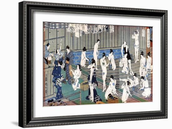 Bath House Scene, a Print by Toyohara Kunichika, 19th Century-Toyohara Kunichika-Framed Giclee Print