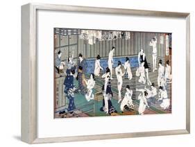 Bath House Scene, a Print by Toyohara Kunichika, 19th Century-Toyohara Kunichika-Framed Giclee Print