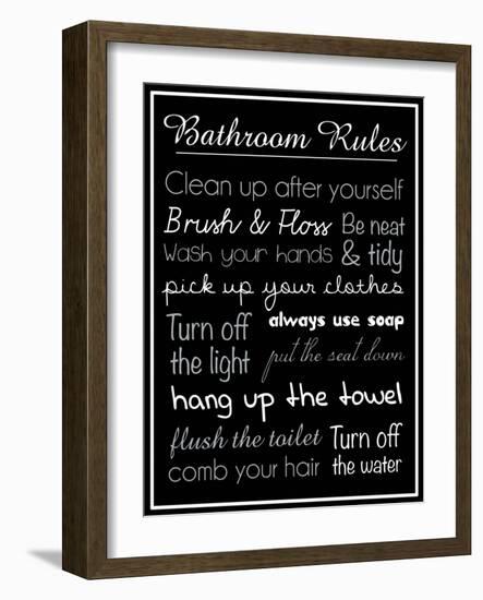 Bath Rules Blk 2-Lauren Gibbons-Framed Art Print