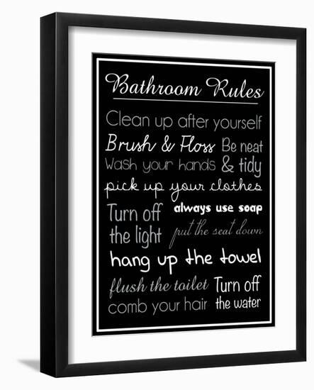 Bath Rules Blk 2-Lauren Gibbons-Framed Art Print