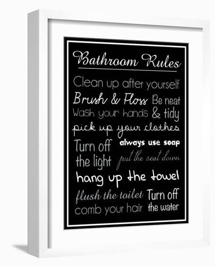 Bath Rules Blk 2-Lauren Gibbons-Framed Art Print