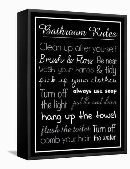 Bath Rules Blk 2-Lauren Gibbons-Framed Stretched Canvas