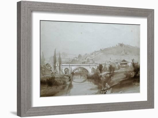 Bath. St. James's Bridge, 1846 (Wash Drawing)-John Cooke Bourne-Framed Giclee Print
