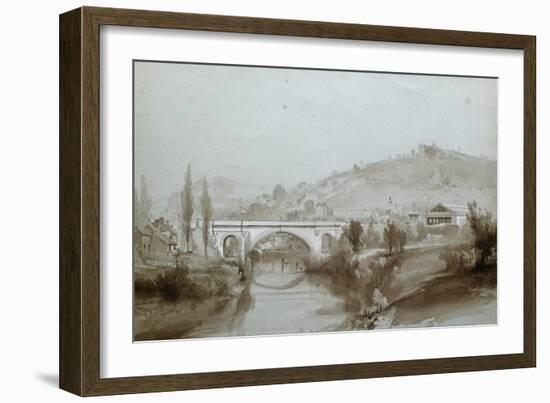 Bath. St. James's Bridge, 1846 (Wash Drawing)-John Cooke Bourne-Framed Giclee Print