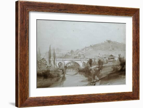 Bath. St. James's Bridge, 1846 (Wash Drawing)-John Cooke Bourne-Framed Giclee Print