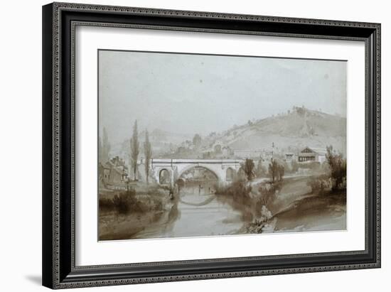 Bath. St. James's Bridge, 1846 (Wash Drawing)-John Cooke Bourne-Framed Giclee Print