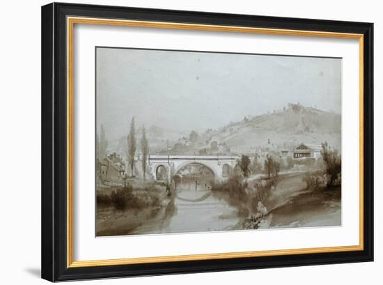 Bath. St. James's Bridge, 1846 (Wash Drawing)-John Cooke Bourne-Framed Giclee Print