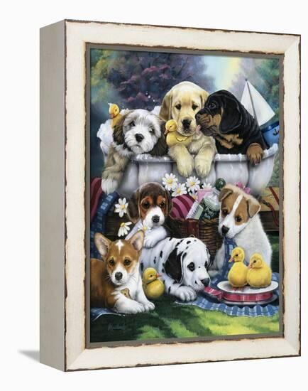 Bath Time Pups-Jenny Newland-Framed Premier Image Canvas