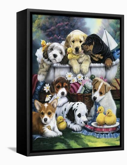 Bath Time Pups-Jenny Newland-Framed Premier Image Canvas