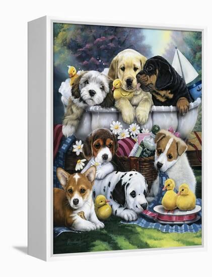 Bath Time Pups-Jenny Newland-Framed Premier Image Canvas