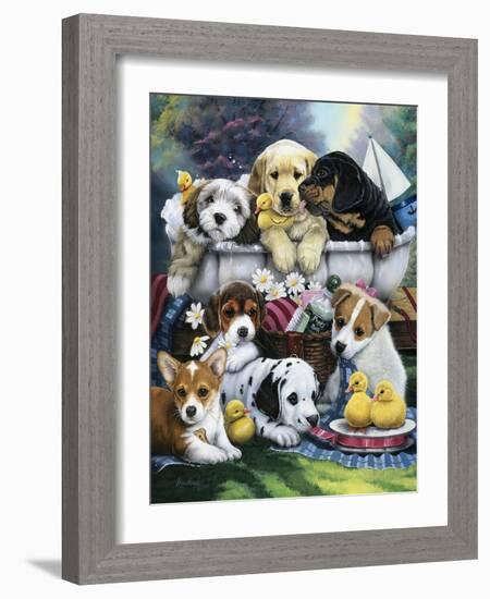 Bath Time Pups-Jenny Newland-Framed Giclee Print