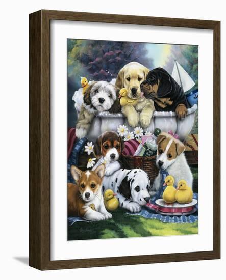 Bath Time Pups-Jenny Newland-Framed Giclee Print