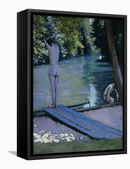 Bather About to Plunge Into the River Lyrres-Gustave Caillebotte-Framed Premier Image Canvas