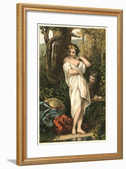 Bather and Voyeur-null-Framed Art Print