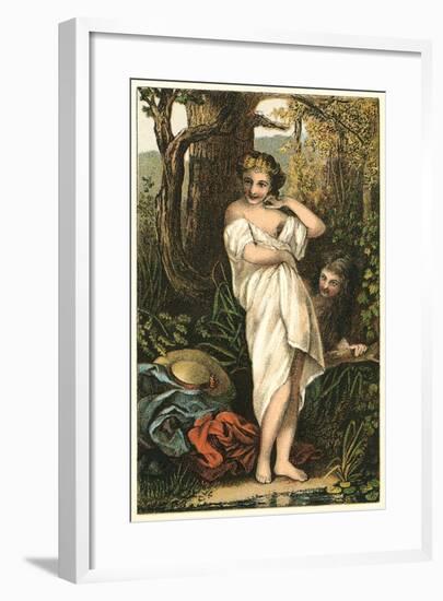 Bather and Voyeur-null-Framed Art Print