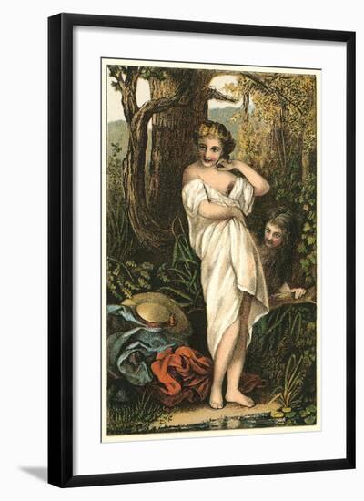 Bather and Voyeur-null-Framed Art Print