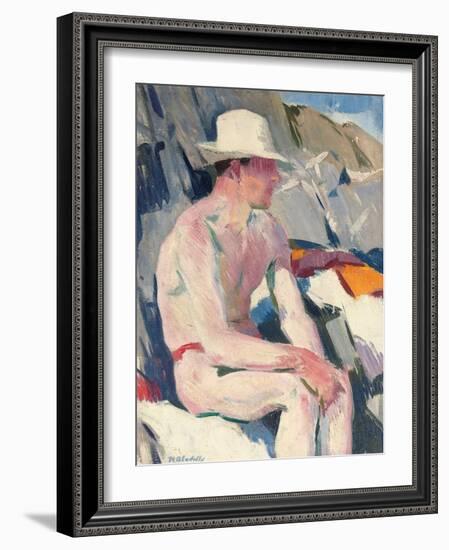 Bather in a White Hat-Francis Campbell Boileau Cadell-Framed Giclee Print