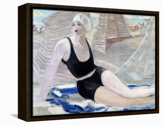 Bather in Black Swimming Suit-Jacqueline Marval-Framed Premier Image Canvas