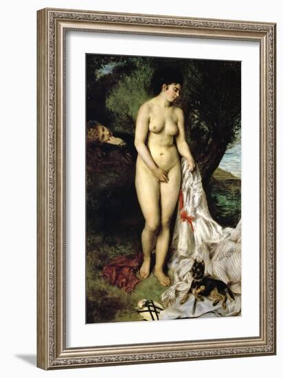 Bather (La Baigneuse Au Griffon), 1870-Pierre-Auguste Renoir-Framed Giclee Print