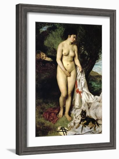 Bather (La Baigneuse Au Griffon), 1870-Pierre-Auguste Renoir-Framed Giclee Print