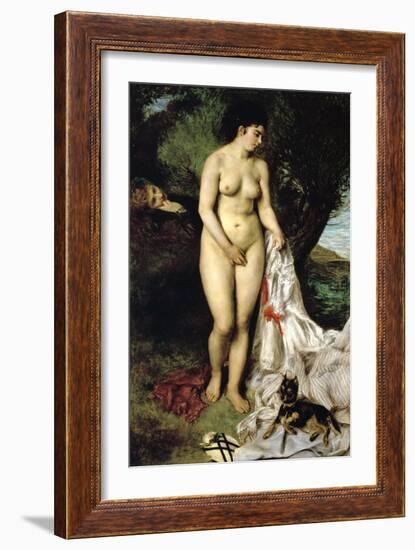 Bather (La Baigneuse Au Griffon), 1870-Pierre-Auguste Renoir-Framed Giclee Print