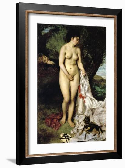 Bather (La Baigneuse Au Griffon), 1870-Pierre-Auguste Renoir-Framed Giclee Print