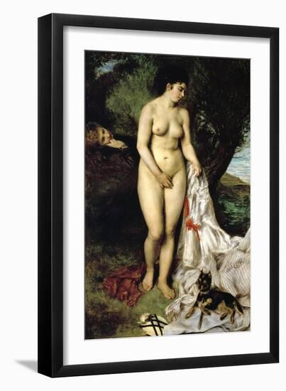 Bather (La Baigneuse Au Griffon), 1870-Pierre-Auguste Renoir-Framed Giclee Print