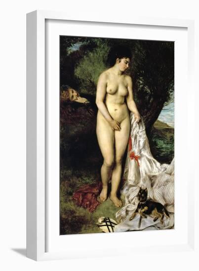 Bather (La Baigneuse Au Griffon), 1870-Pierre-Auguste Renoir-Framed Giclee Print