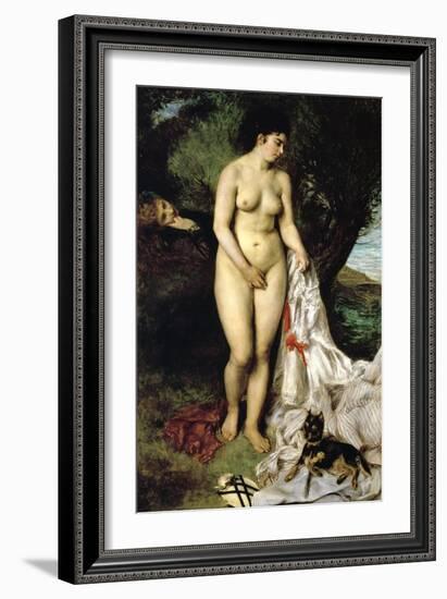 Bather (La Baigneuse Au Griffon), 1870-Pierre-Auguste Renoir-Framed Giclee Print