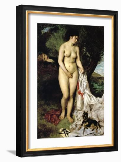 Bather (La Baigneuse Au Griffon), 1870-Pierre-Auguste Renoir-Framed Giclee Print