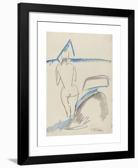 Bather on the Beach-Ernst Ludwig Kirchner-Framed Premium Giclee Print