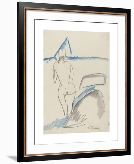 Bather on the Beach-Ernst Ludwig Kirchner-Framed Premium Giclee Print