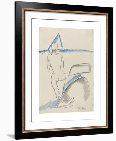 Bather on the Beach-Ernst Ludwig Kirchner-Framed Premium Giclee Print