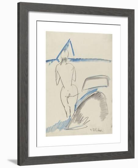 Bather on the Beach-Ernst Ludwig Kirchner-Framed Premium Giclee Print