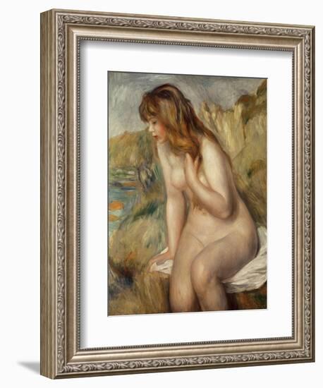 Bather Seated on a Rock, 1892-Pierre-Auguste Renoir-Framed Giclee Print